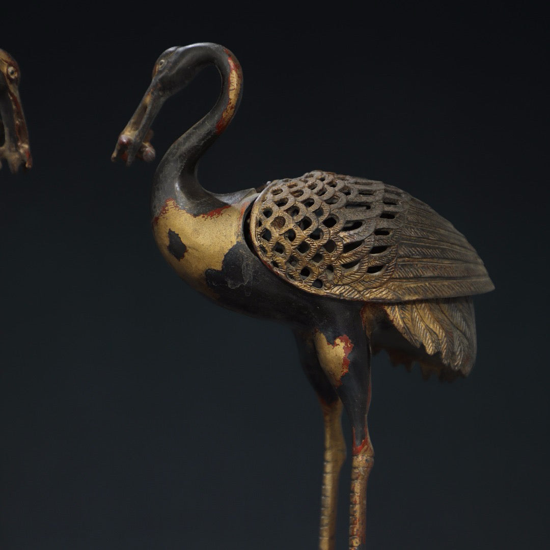 Pure copper crane incense ornament