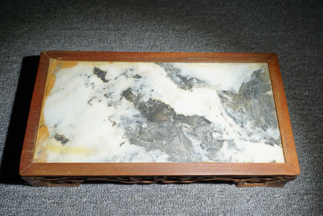 Chinese antique rosewood inlaid with peculiar stone base