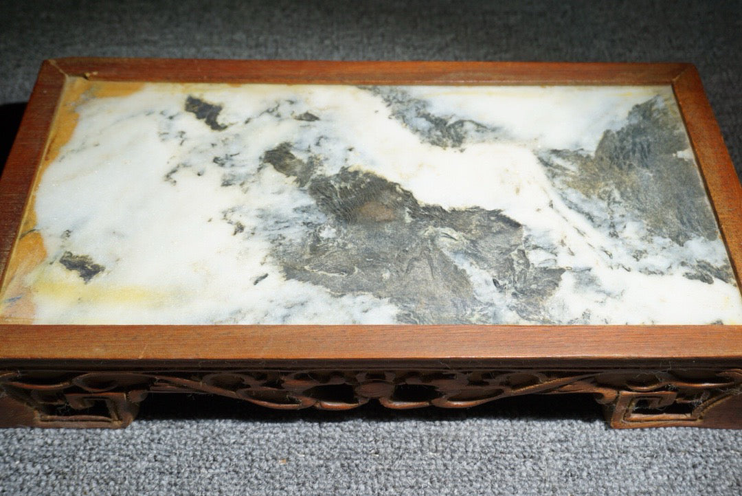 Chinese antique rosewood inlaid with peculiar stone base