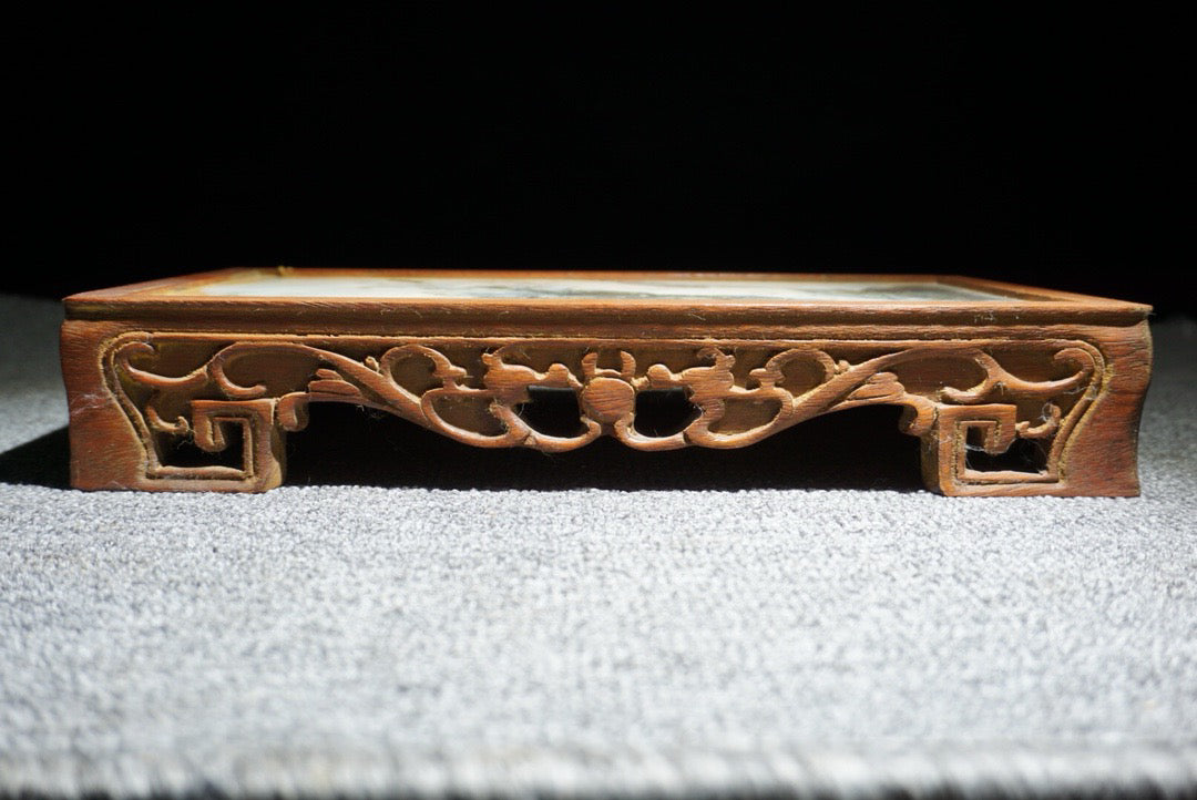 Chinese antique rosewood inlaid with peculiar stone base