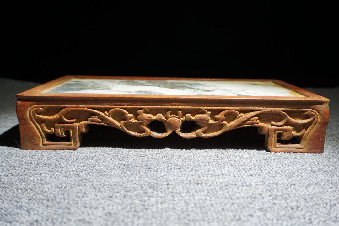Chinese antique rosewood inlaid with peculiar stone base