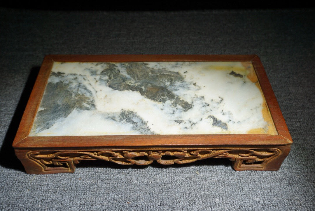 Chinese antique rosewood inlaid with peculiar stone base