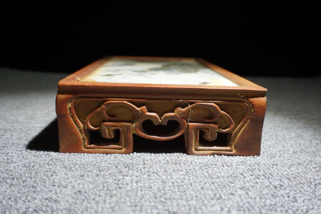 Chinese antique rosewood inlaid with peculiar stone base