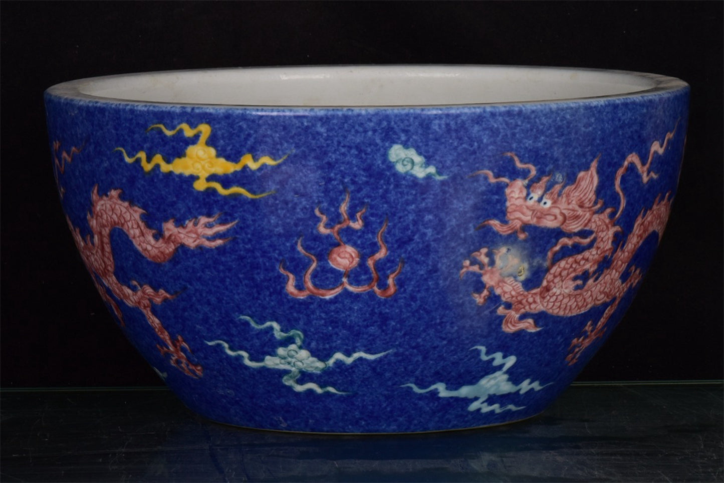 Chinese Antique Snowflake Blue Dragon Pattern Bowl