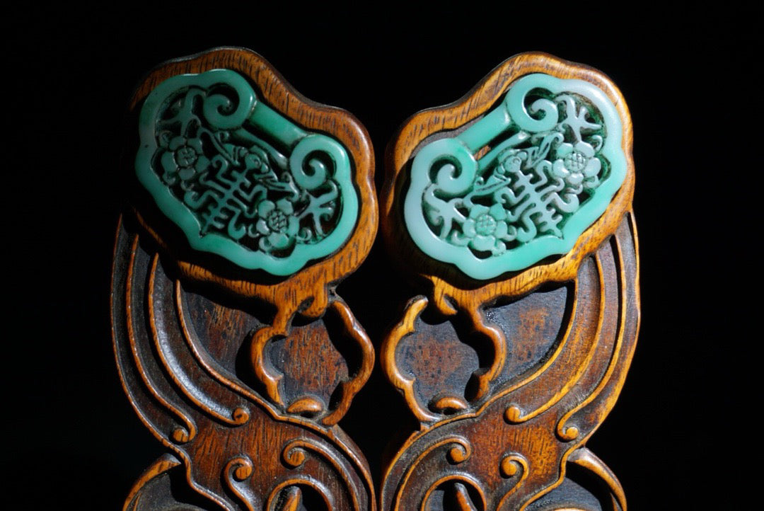 A pair of Chinese antique pear wood carved weighing scales