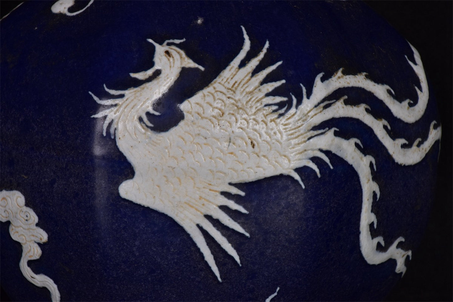 Chinese antique blue, white, dragon and phoenix with auspicious patterns, octagonal celestial sphere vase