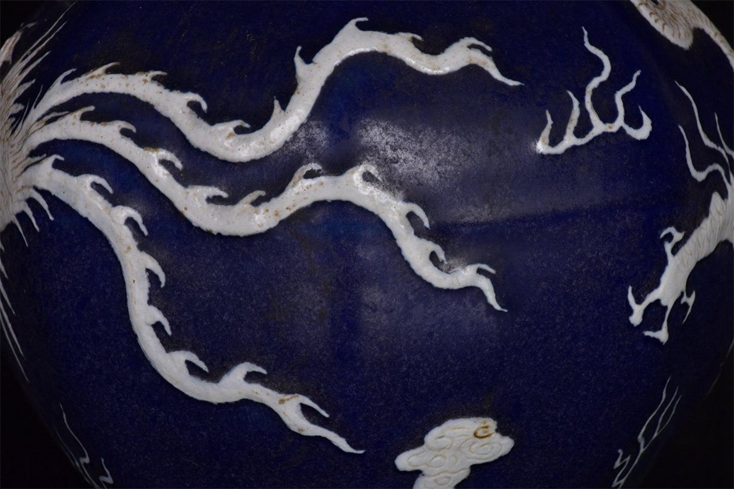 Chinese antique blue, white, dragon and phoenix with auspicious patterns, octagonal celestial sphere vase