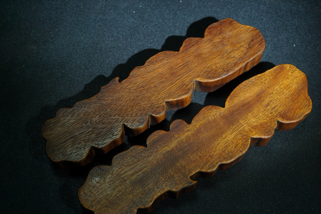 A pair of Chinese antique pear wood carved weighing scales