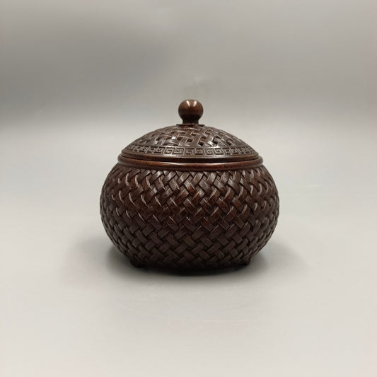 Chinese Antique Three legged Big Belly Weaving Stove Copper Smoke Incense Stove