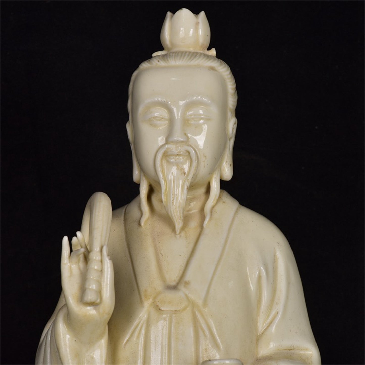 Chinese antique white porcelain Taiyi real person sculpture