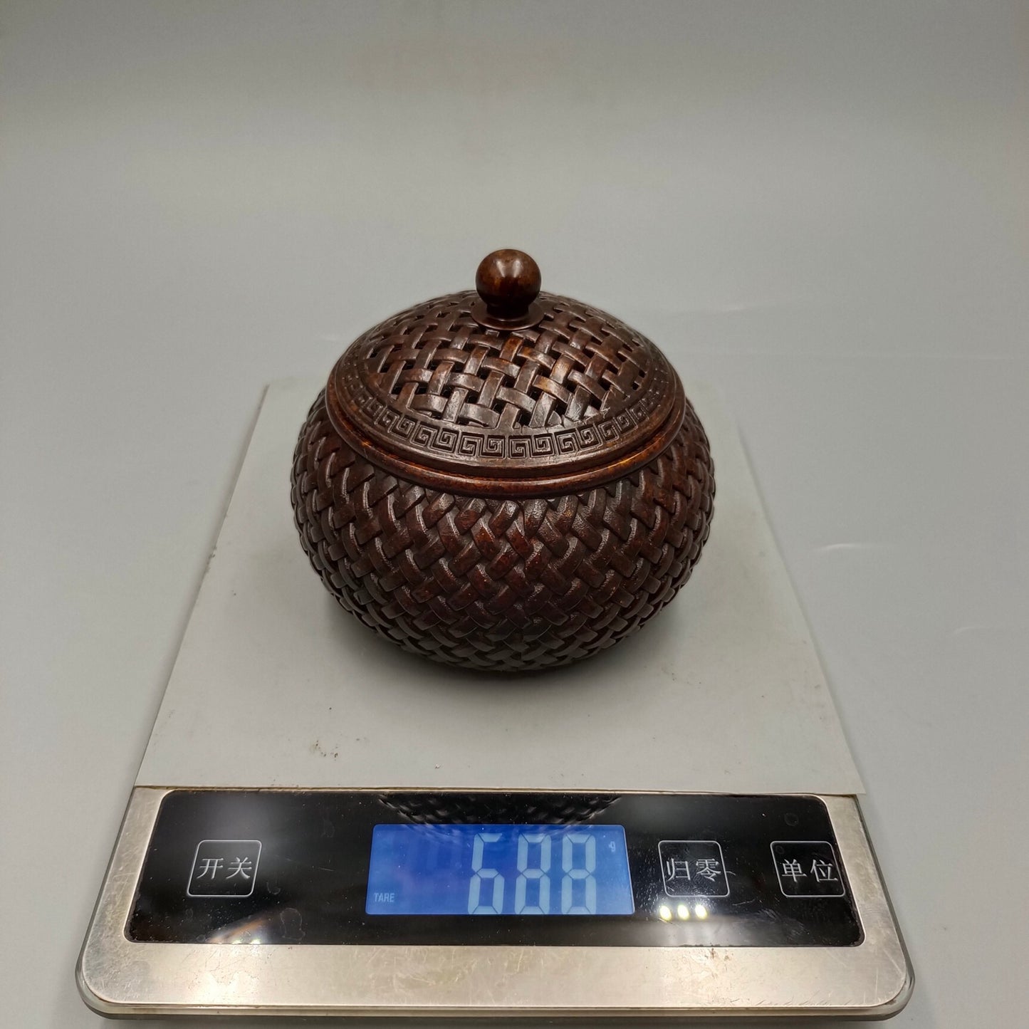 Chinese Antique Three legged Big Belly Weaving Stove Copper Smoke Incense Stove