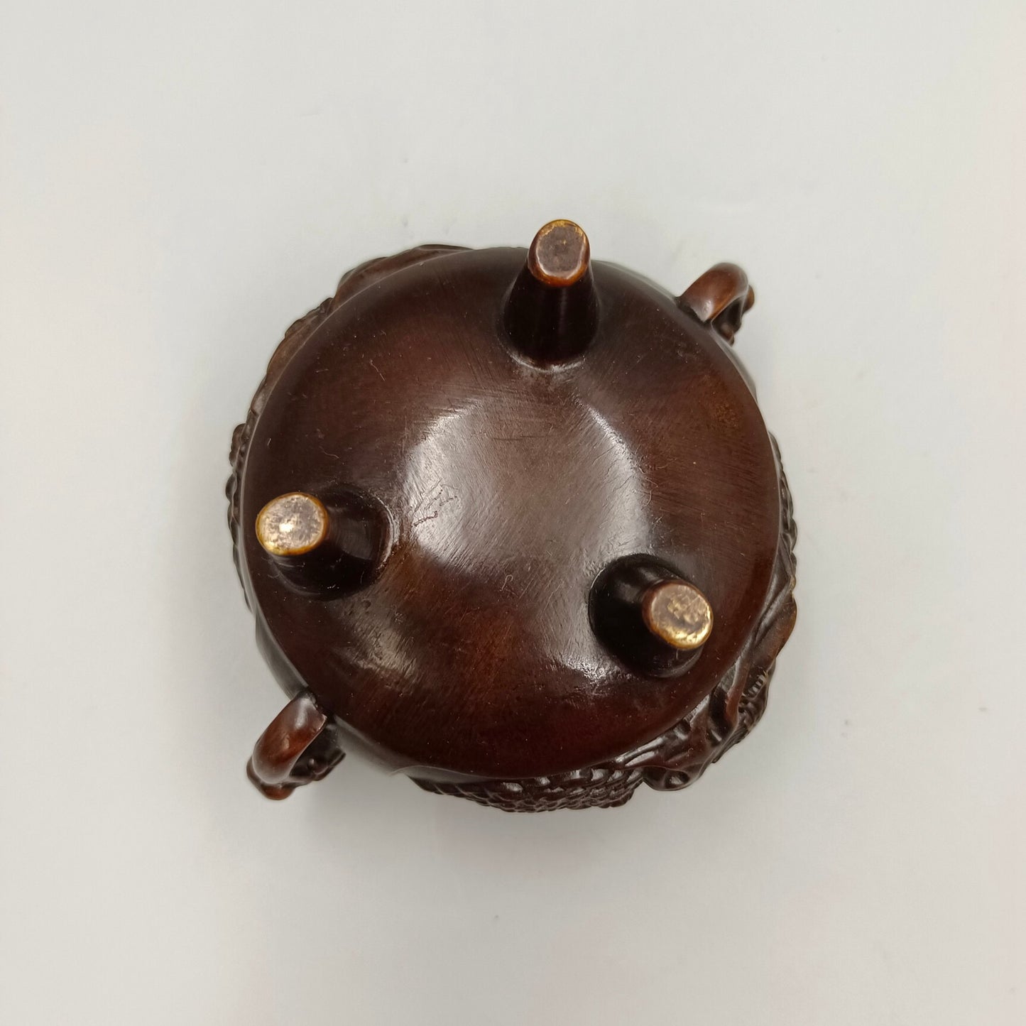 Chinese Antique Peacock Open Screen Embroidered Ball Lion Cover Copper Incense Burner