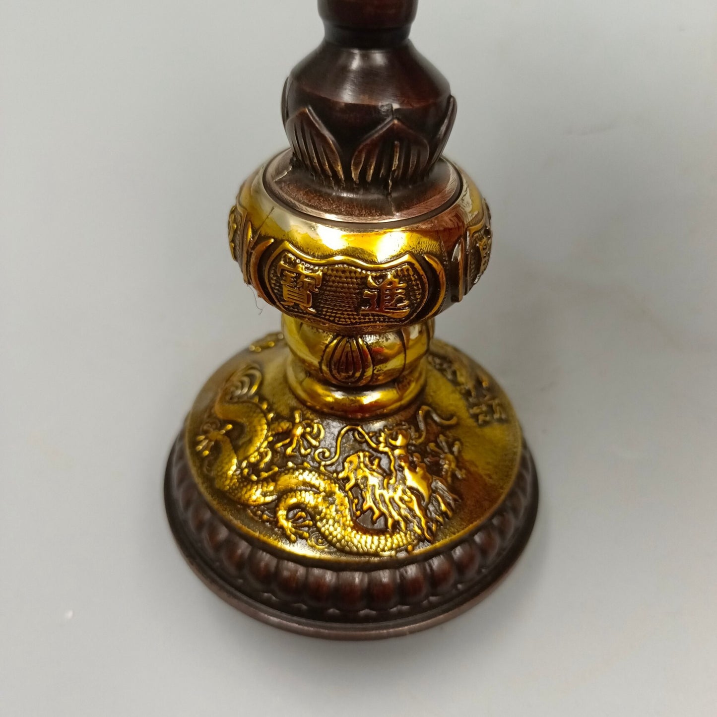 Chinese Antiques Bring Wealth and Treasures, Dragon and Phoenix Auspicious Bronze Wax Terrace