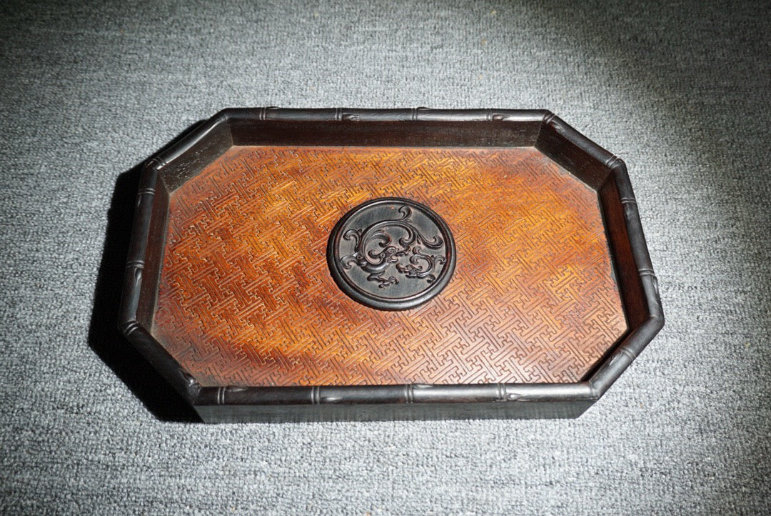 Chinese antique rosewood tea plate