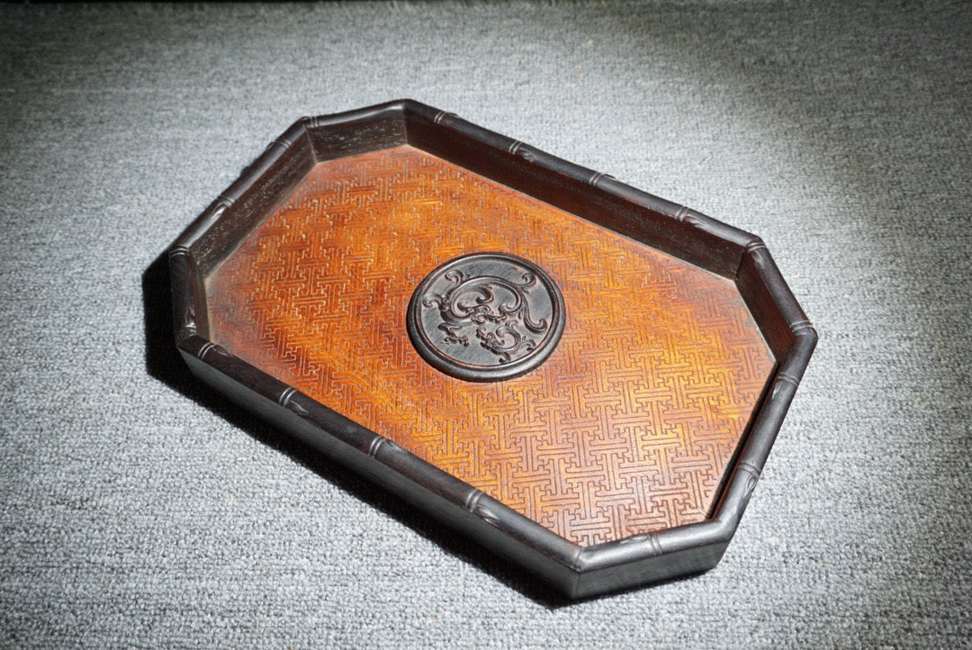 Chinese antique rosewood tea plate