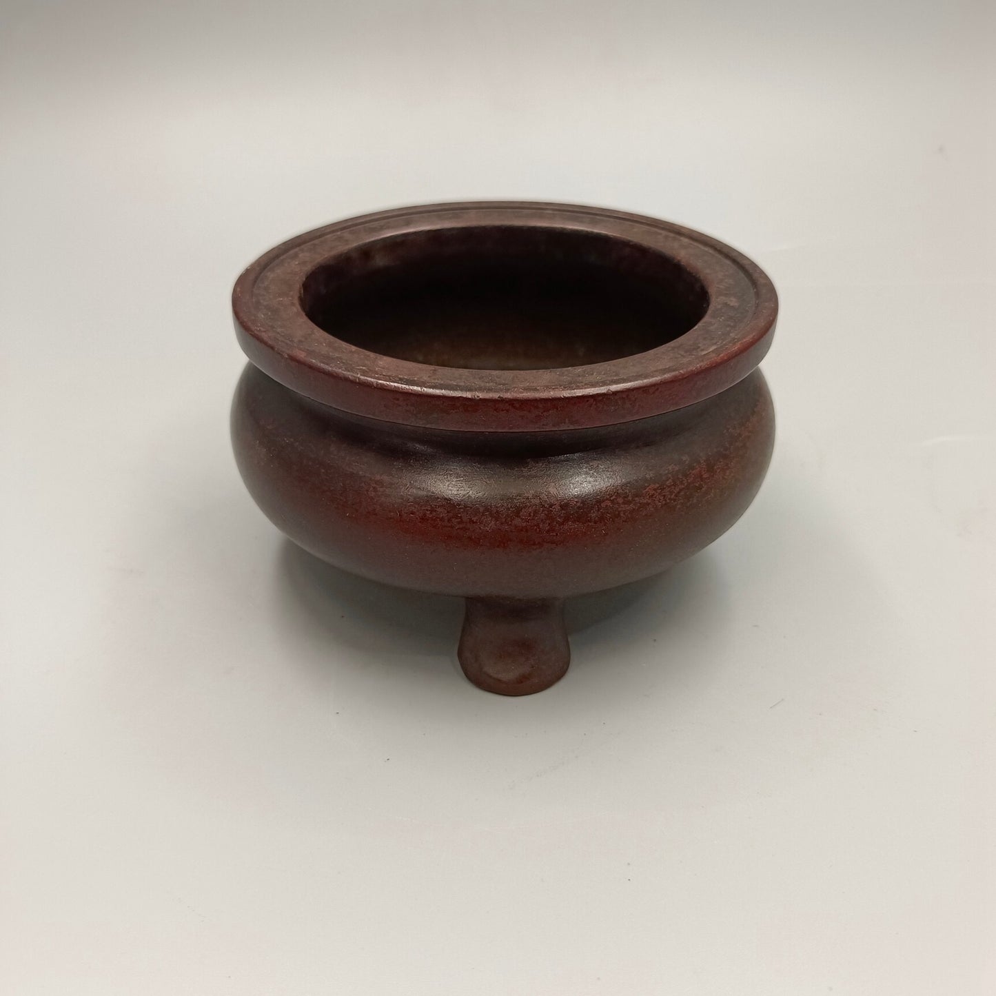 Chinese antique three legged earless copper incense burner