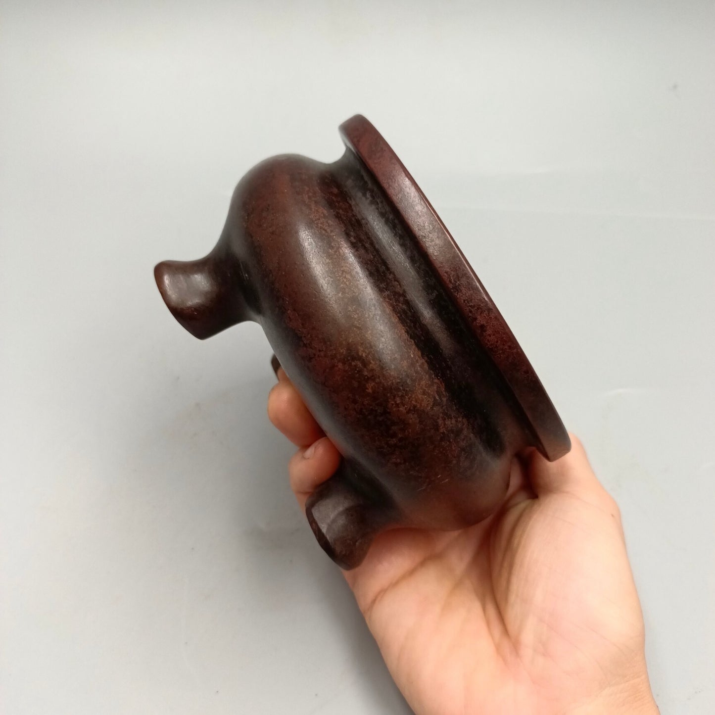 Chinese antique three legged earless copper incense burner