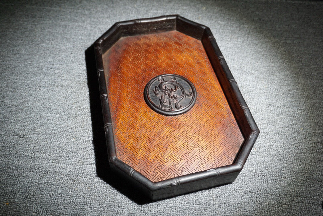 Chinese antique rosewood tea plate