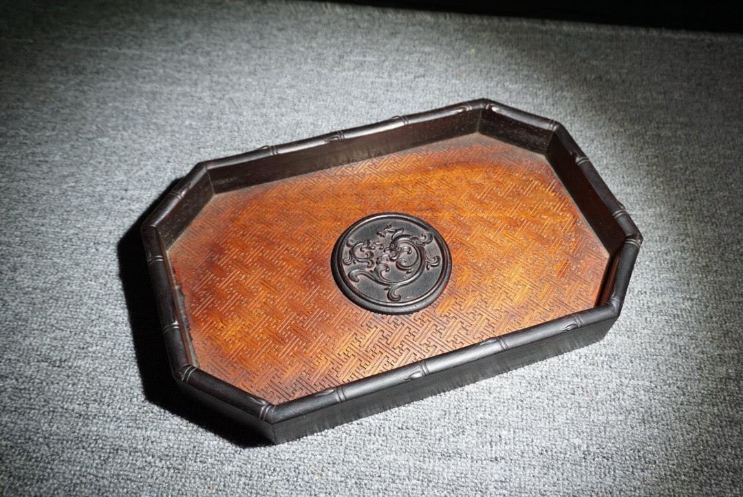 Chinese antique rosewood tea plate