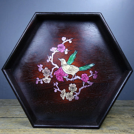 Pear wood inlaid shell plate