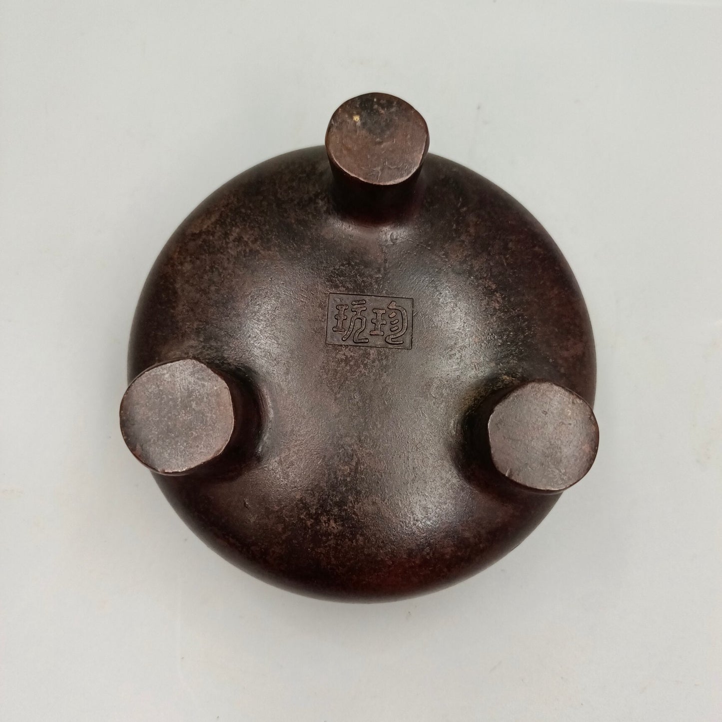 Chinese antique three legged earless copper incense burner