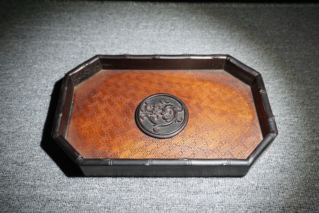 Chinese antique rosewood tea plate
