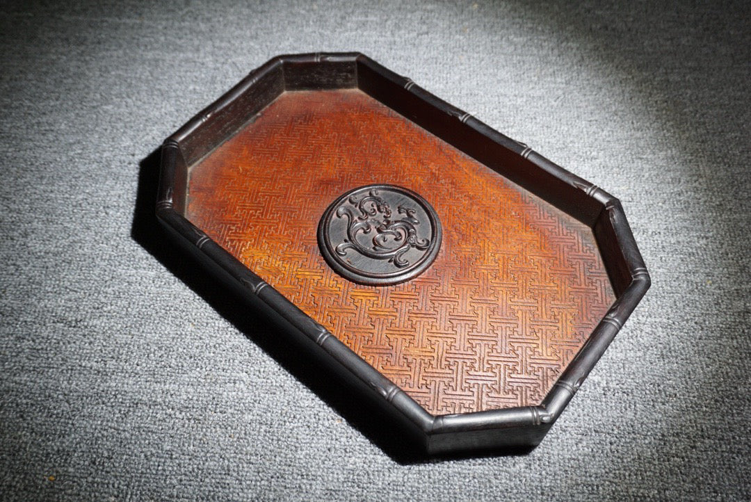 Chinese antique rosewood tea plate