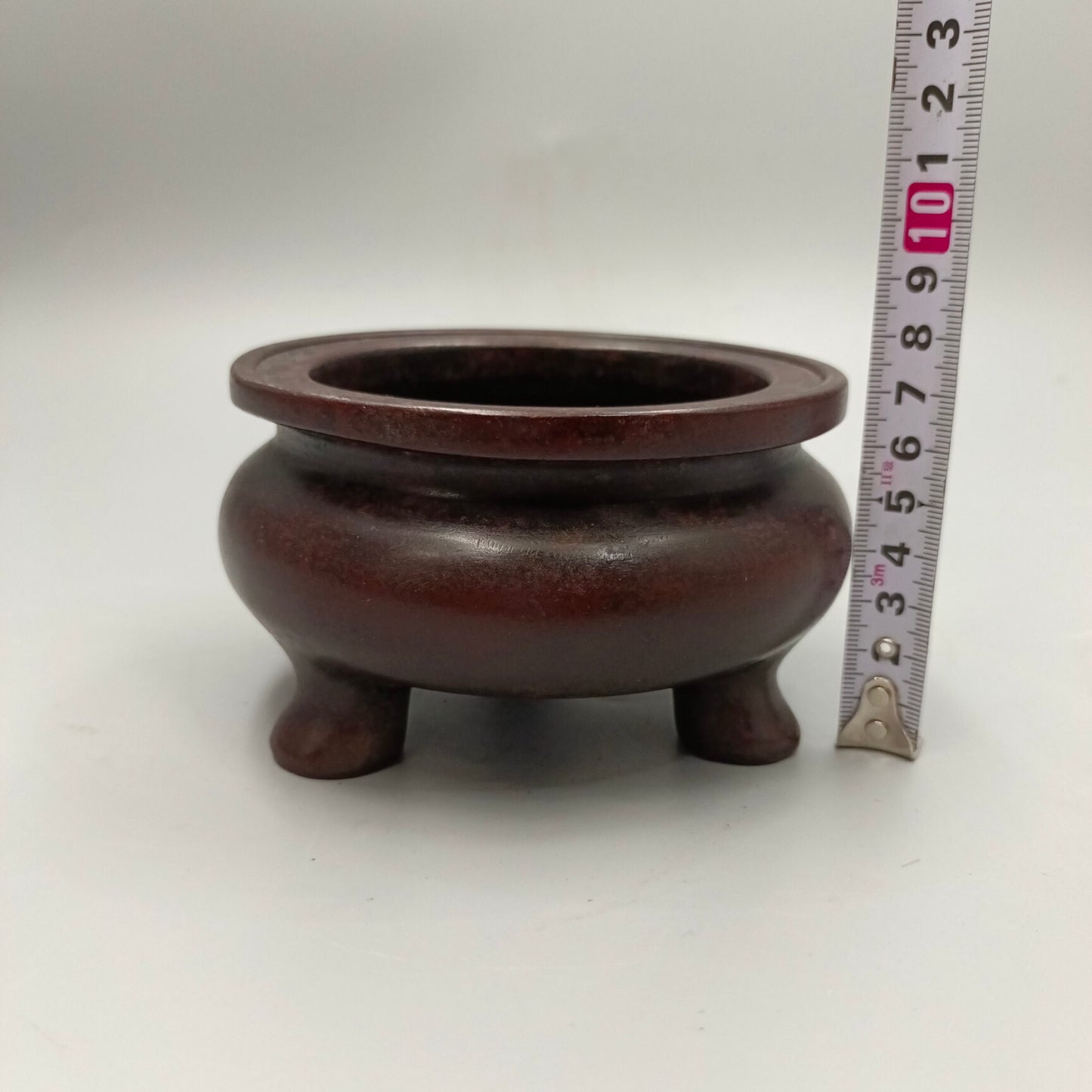 Chinese antique three legged earless copper incense burner