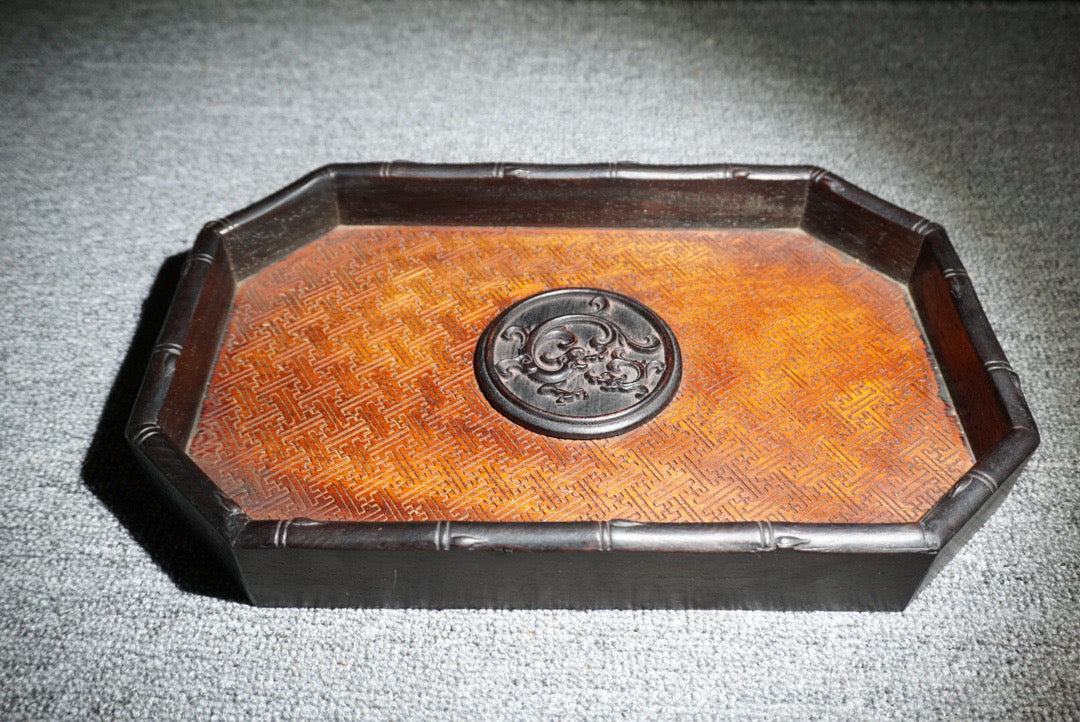 Chinese antique rosewood tea plate