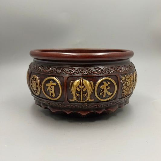 Chinese Antique Treasure Bowl Copper Incense Stove