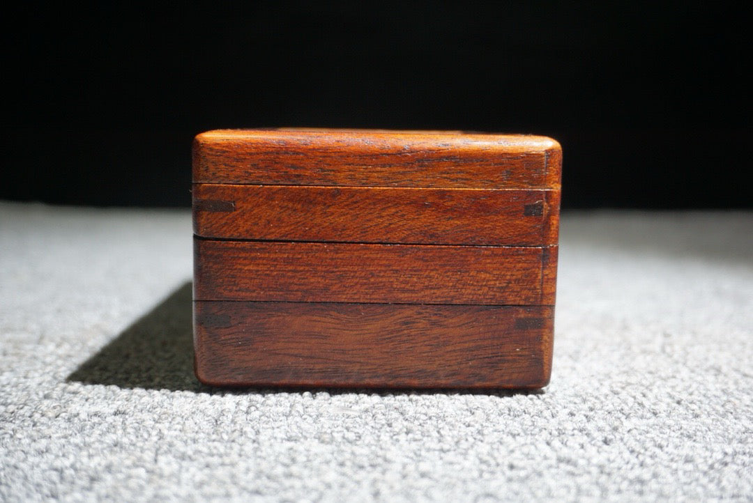 Chinese antique rosewood inlaid shell small mechanism box