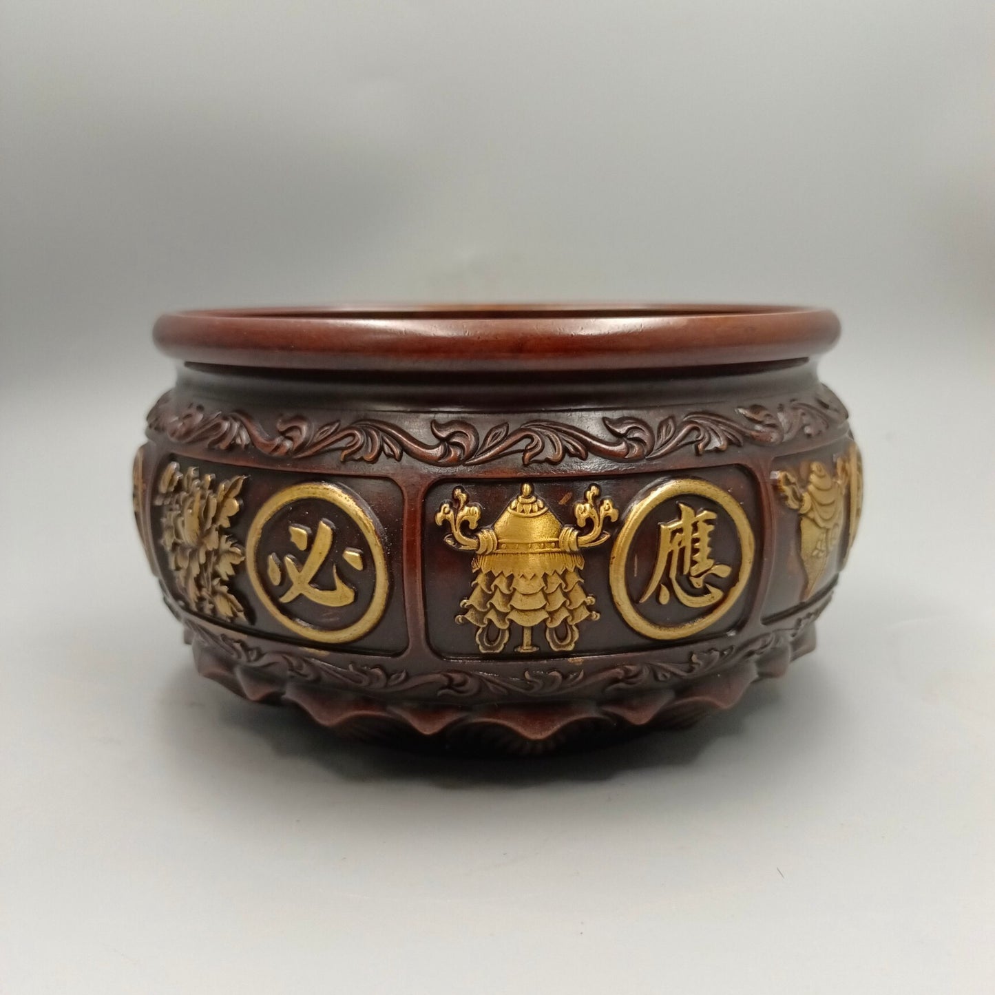 Chinese Antique Treasure Bowl Copper Incense Stove