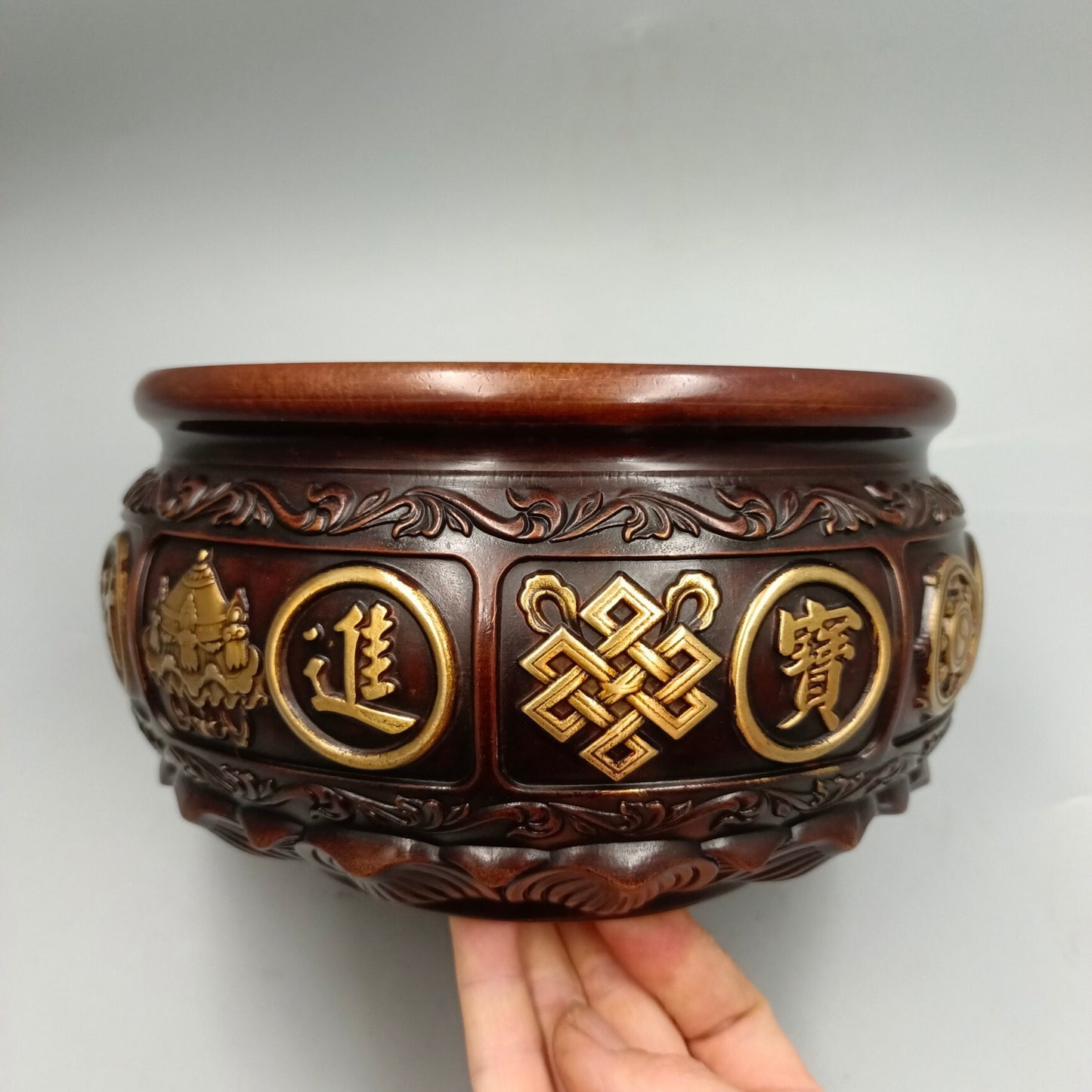 Chinese Antique Treasure Bowl Copper Incense Stove