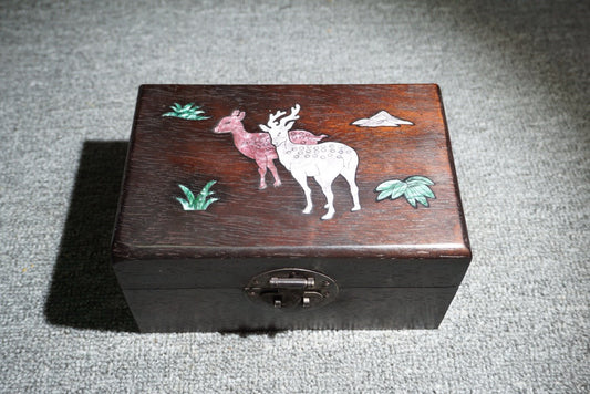 Chinese antique ebony inlaid seashells have your jewelry box along the way