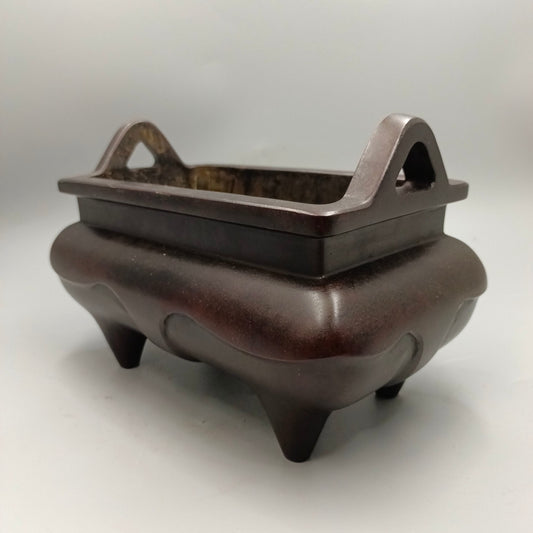 Chinese antique four legged smooth copper tripod