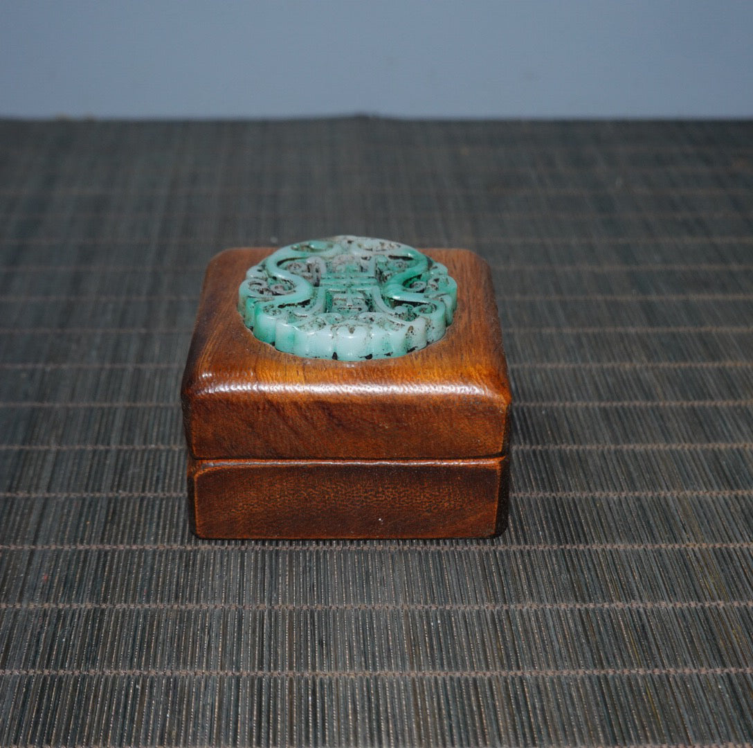 Pear wood inlaid gemstone jewelry box