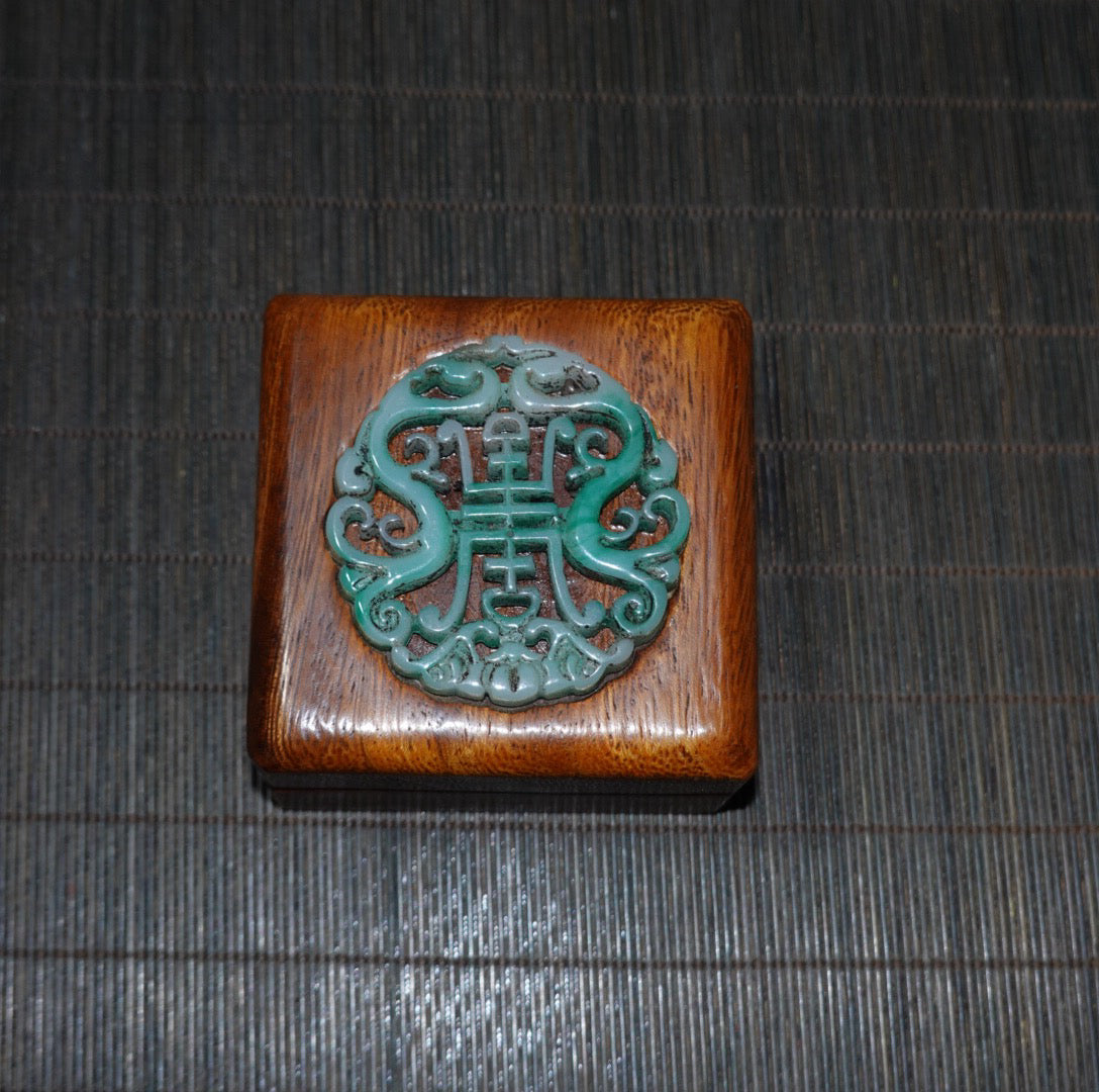 Pear wood inlaid gemstone jewelry box
