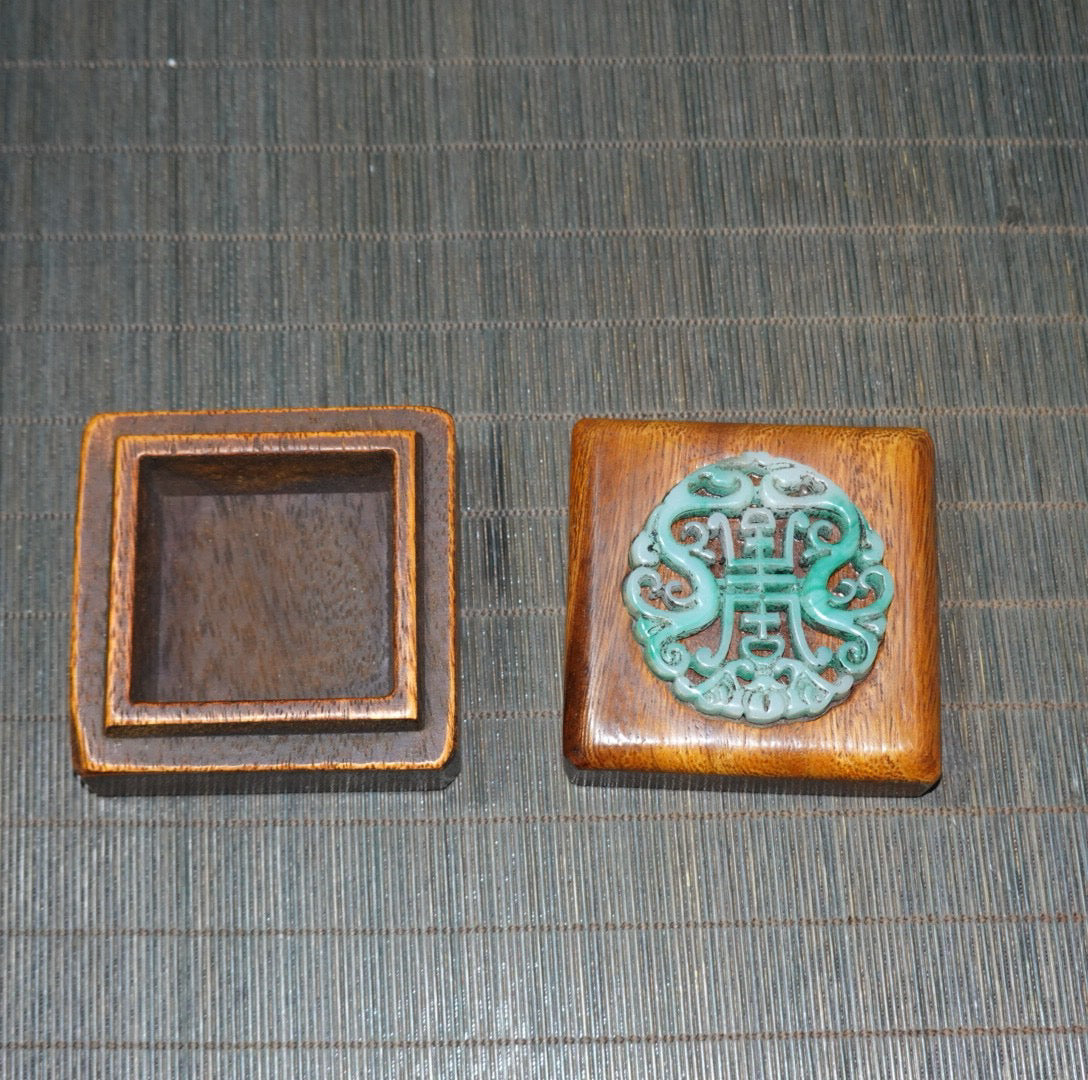 Pear wood inlaid gemstone jewelry box