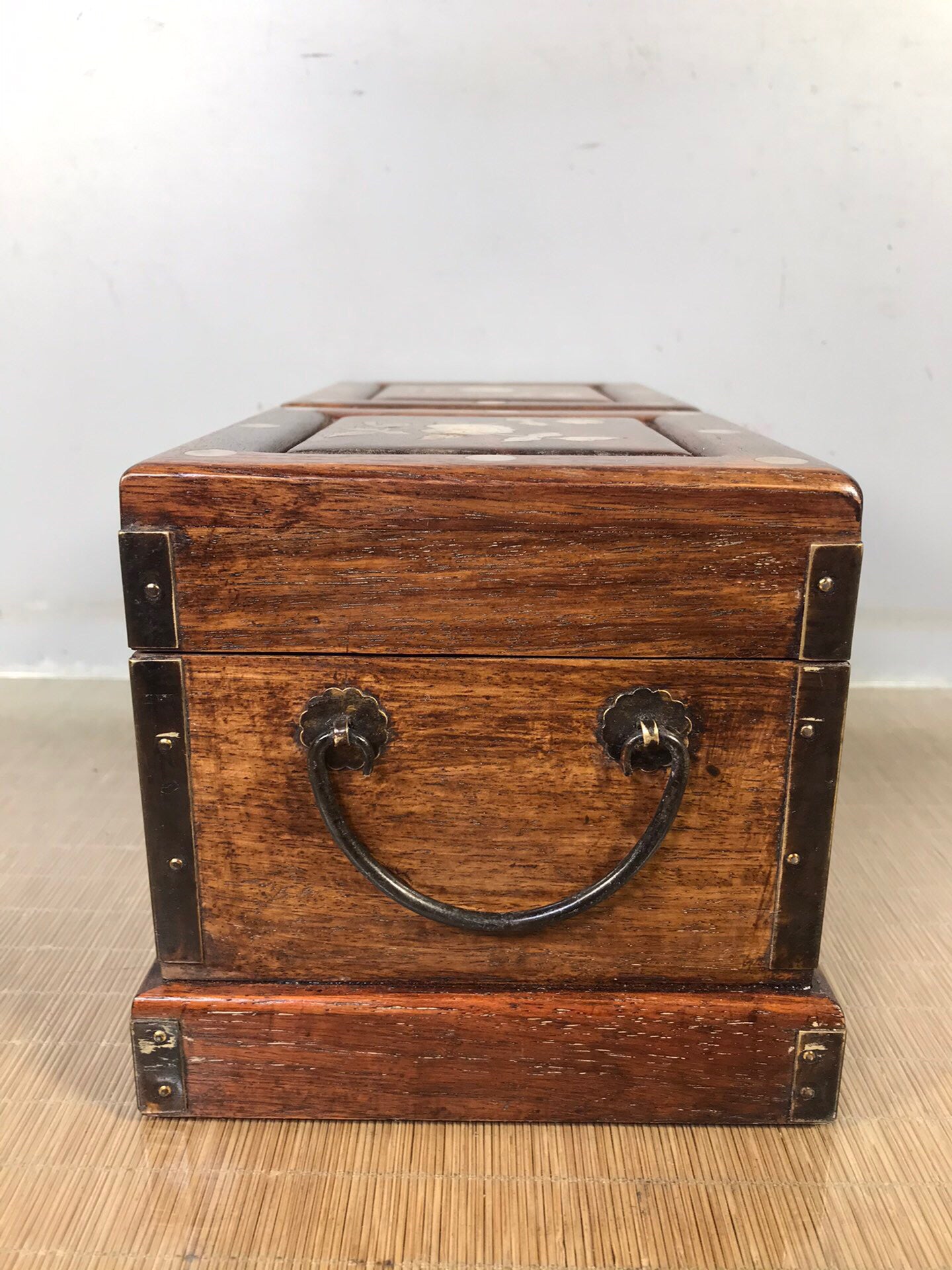 Chinese antique rosewood double opening jewelry box