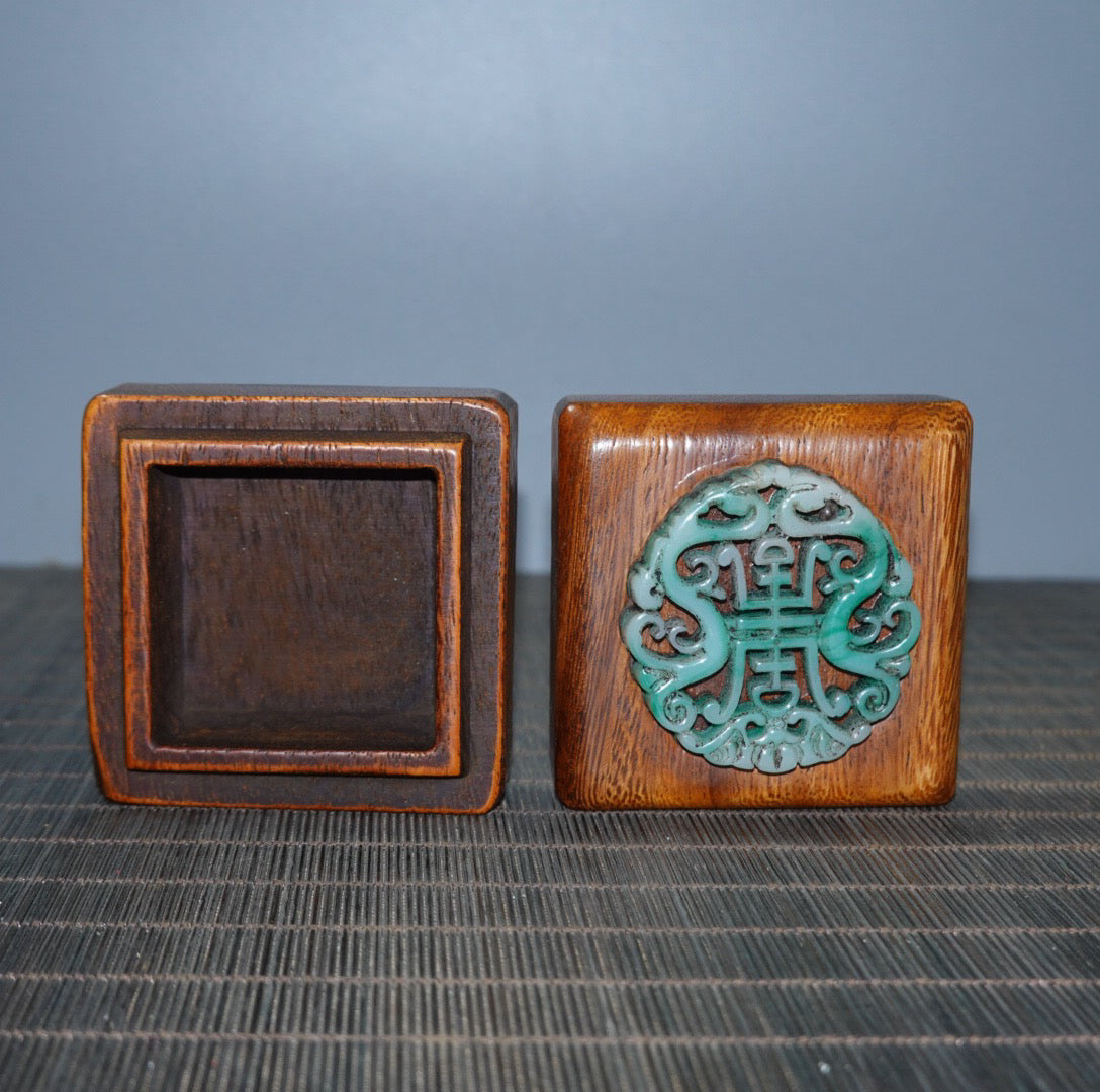 Pear wood inlaid gemstone jewelry box