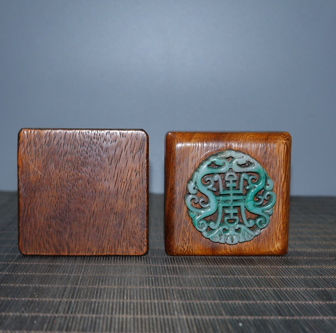 Pear wood inlaid gemstone jewelry box