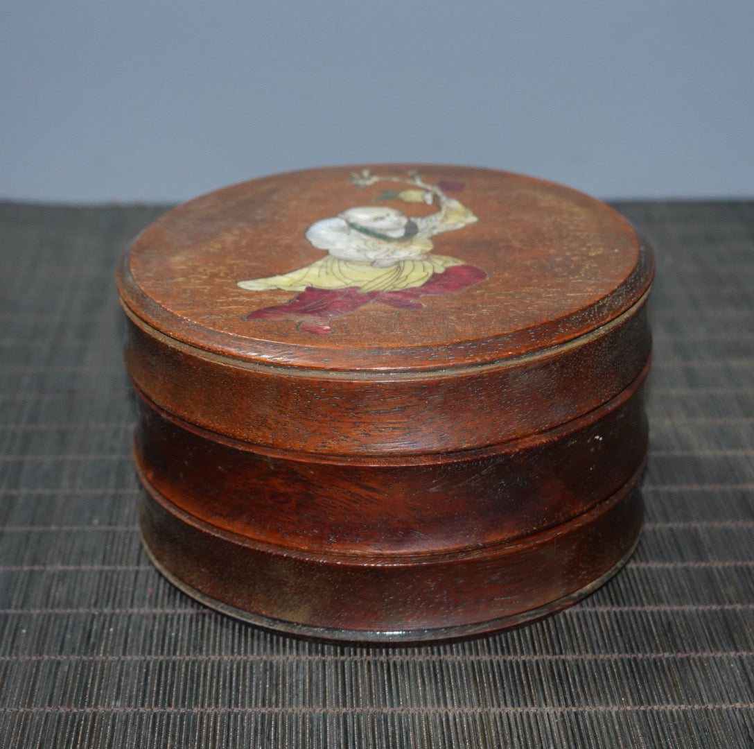 Pear wood inlaid color shell double-layer jewelry box
