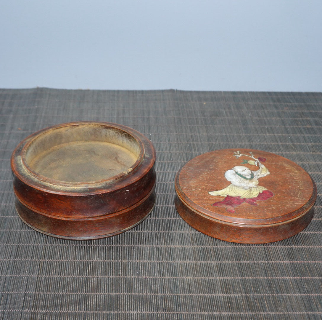 Pear wood inlaid color shell double-layer jewelry box