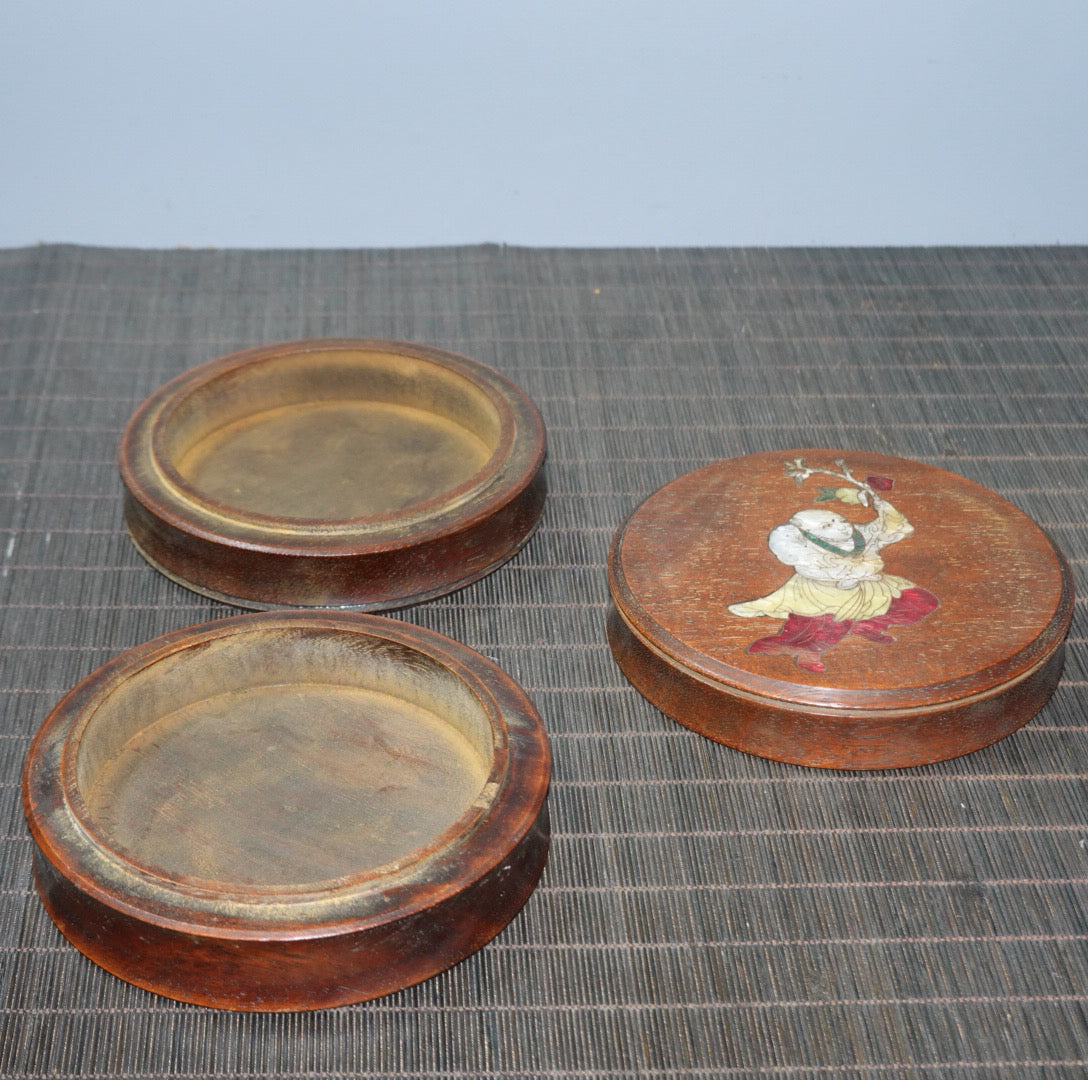 Pear wood inlaid color shell double-layer jewelry box