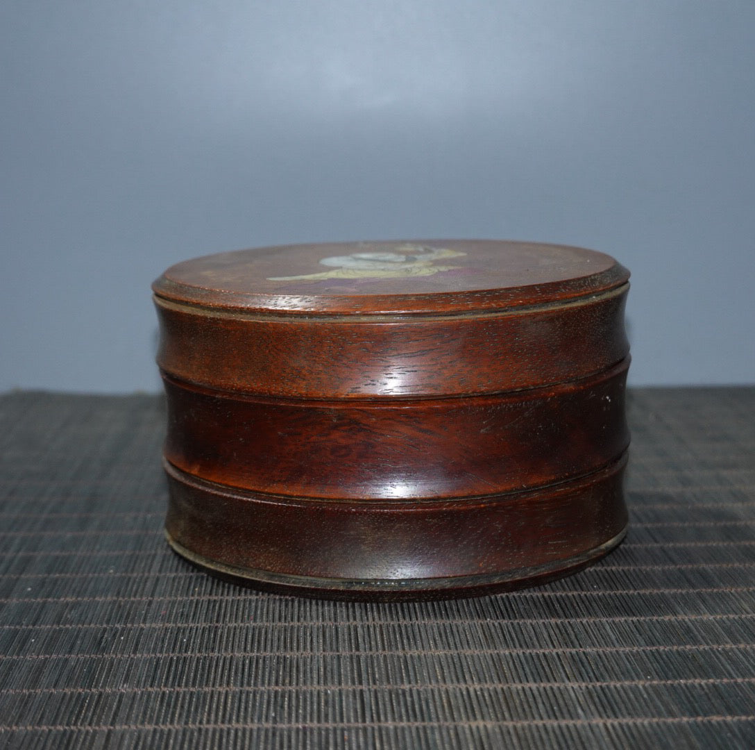 Pear wood inlaid color shell double-layer jewelry box