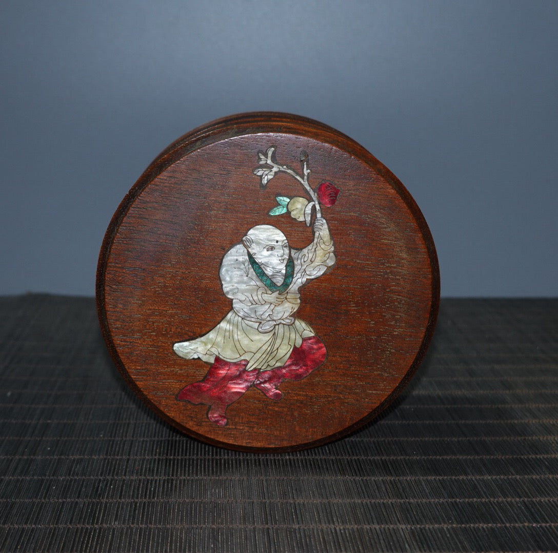 Pear wood inlaid color shell double-layer jewelry box