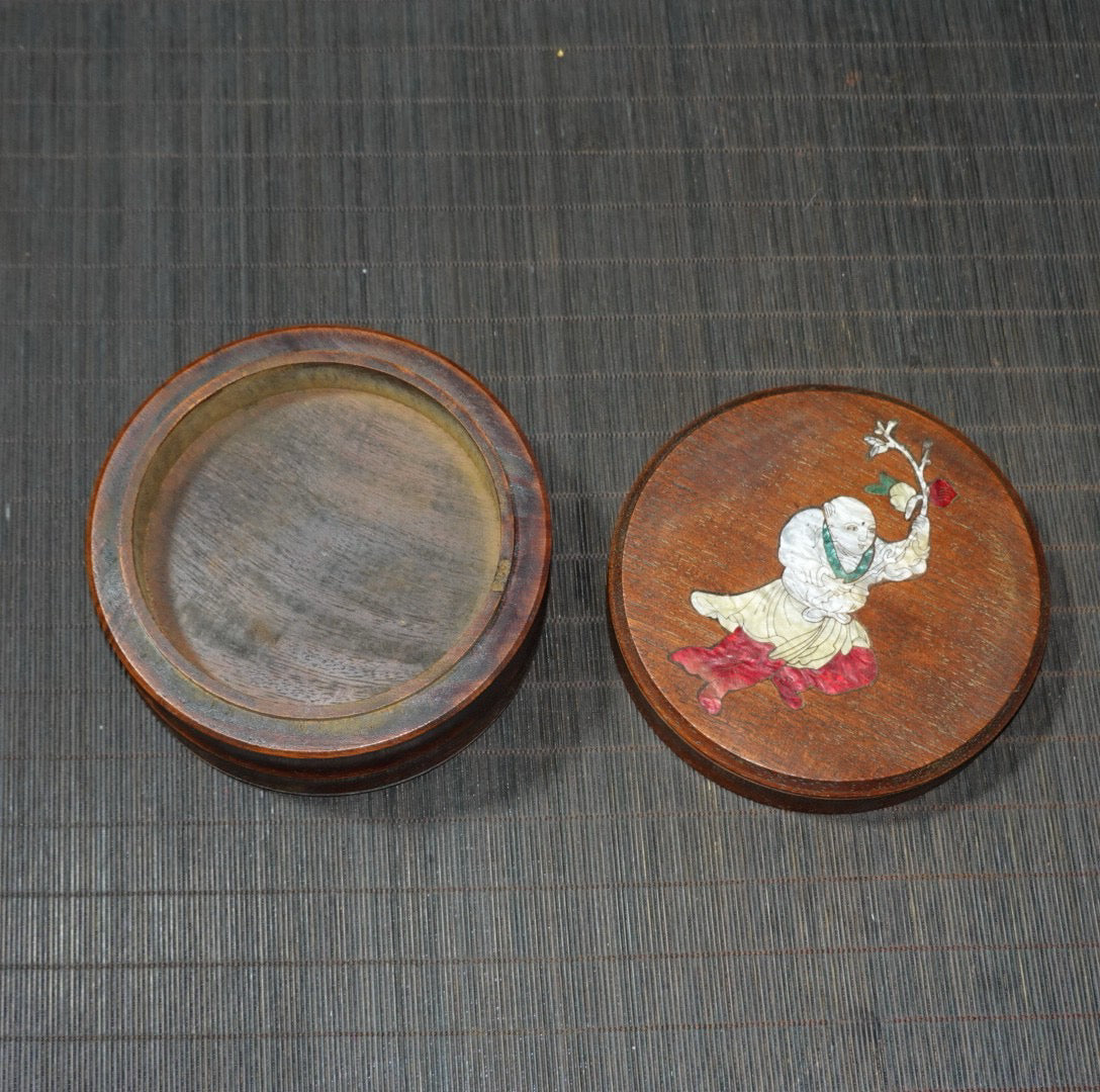 Pear wood inlaid color shell double-layer jewelry box