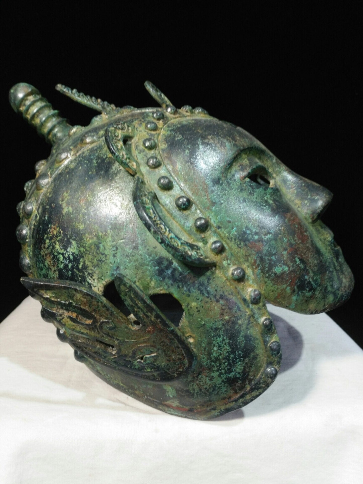 Chinese antique bronze helmet