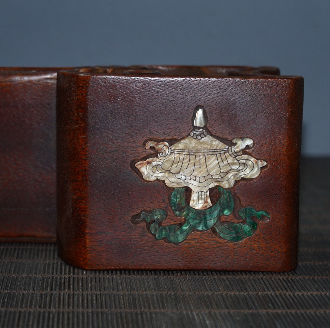 Double layered base with rosewood inlaid colored shells