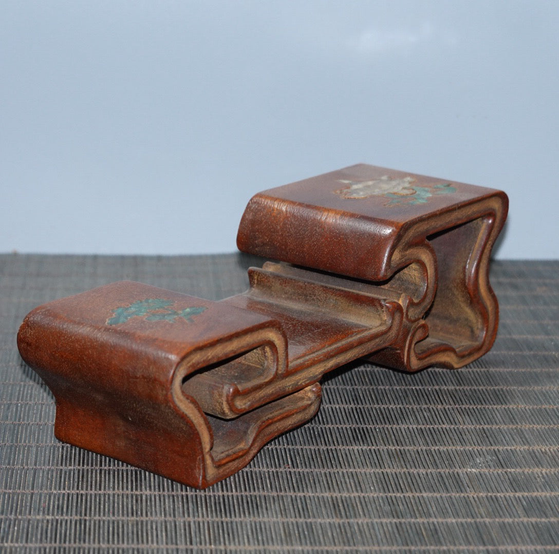 Double layered base with rosewood inlaid colored shells